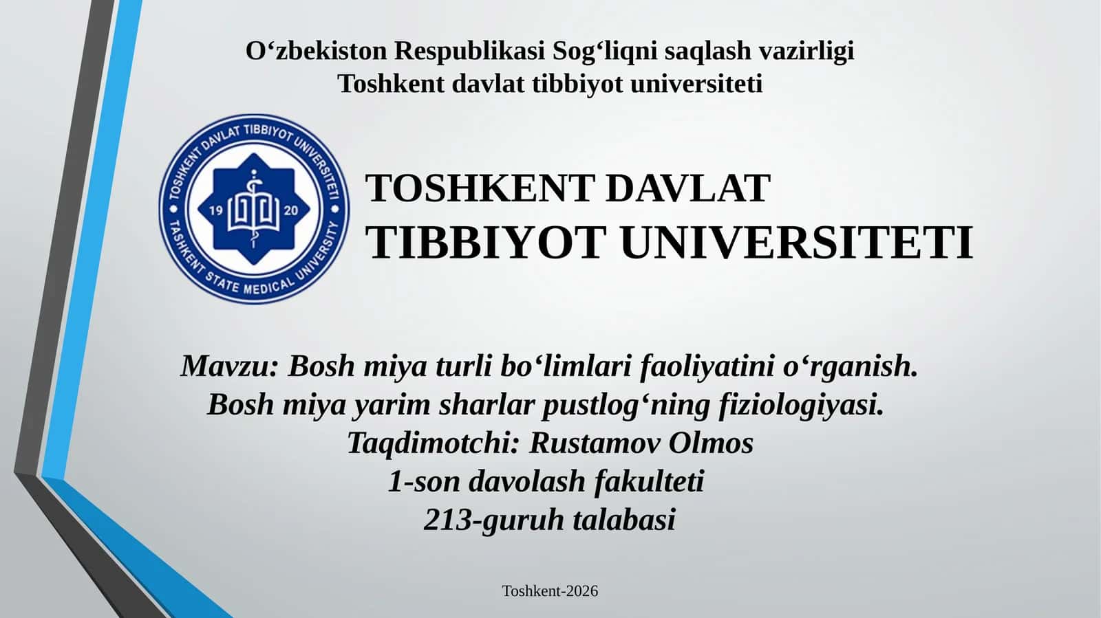 Bosh miya turli bo‘limlari faoliyatini o‘rganish. Bosh miya yarim sharlar pustlog‘ining fiziologiyasi 1