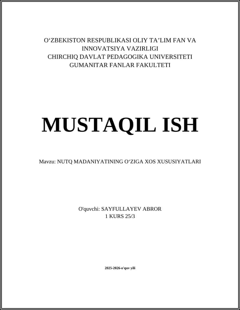 NUTQ MADANIYATINING OʻZIGA XOS XUSUSIYATLARI 1
