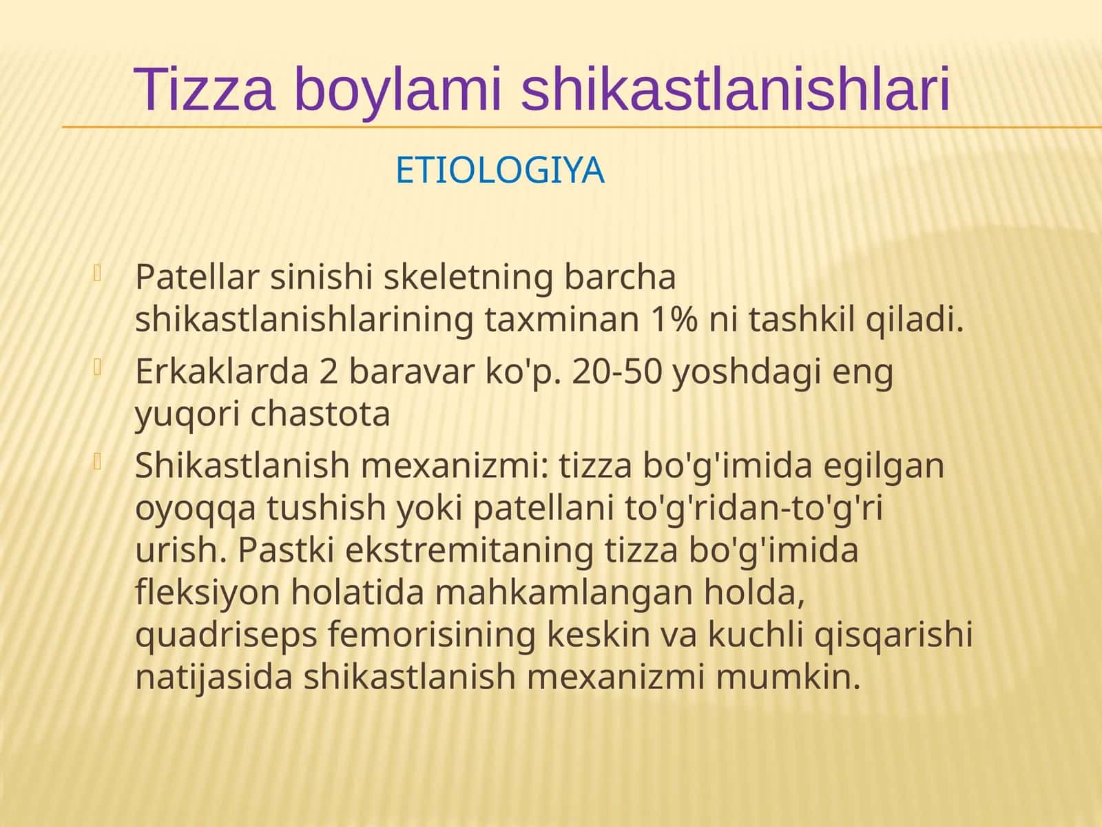 Tizza boylami shikastlanishlari 1