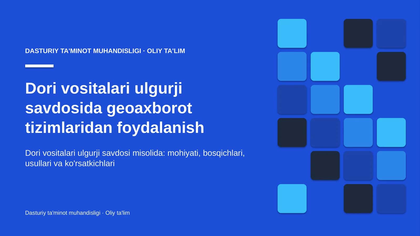 DASTURIY TA'MINOT MUHANDISLIGI · OLIY TA'LIM 1