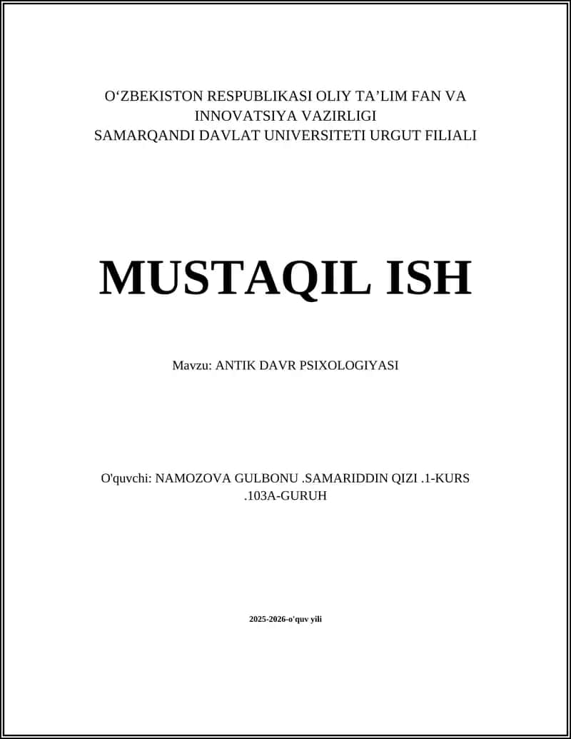 ANTIK DAVR PSIXOLOGIYASI 1