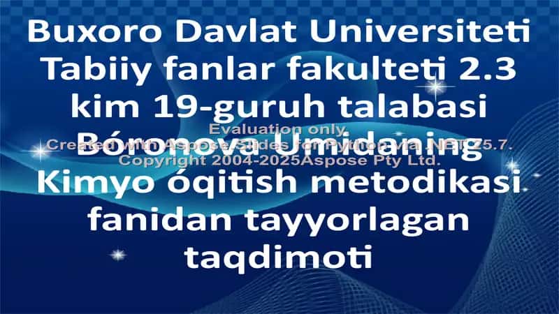 Kimyo óqitish metodikasi 1