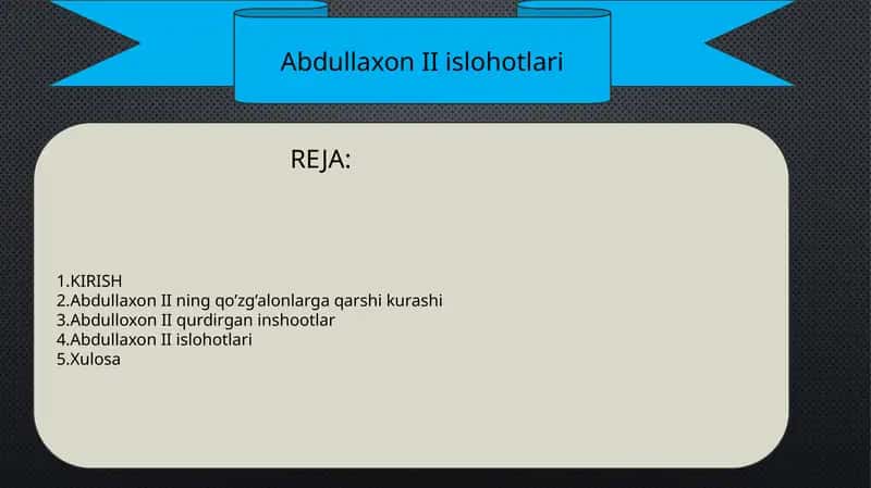 Abdullaxon II islohotlari 1