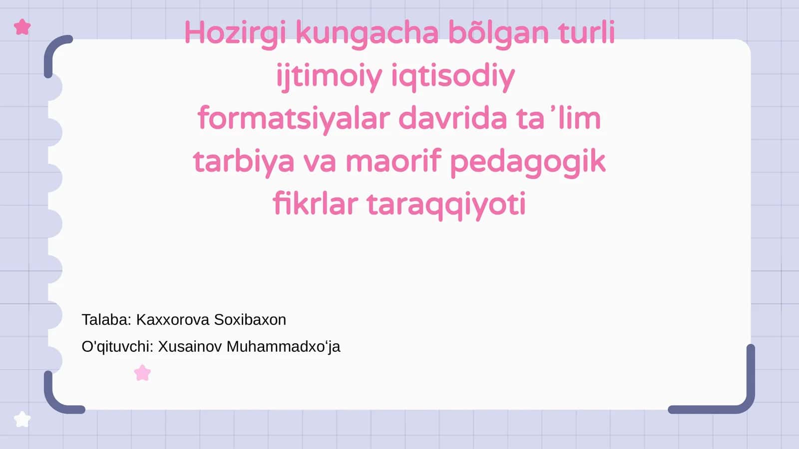Ta'lim va maorif tarixining umumiy ko'rinishi 1