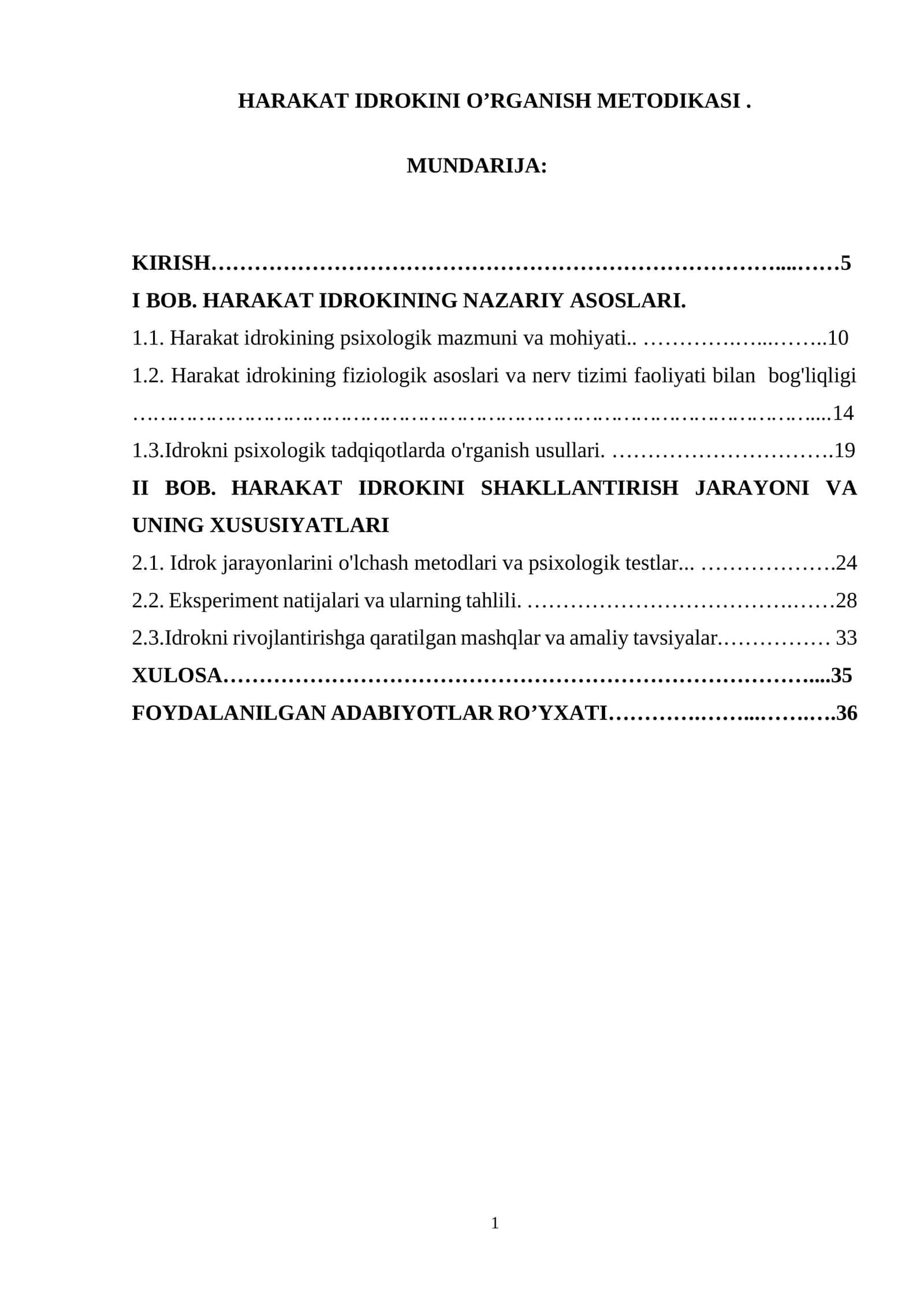 HARAKAT IDROKINI O’RGANISH METODIKASI . 1