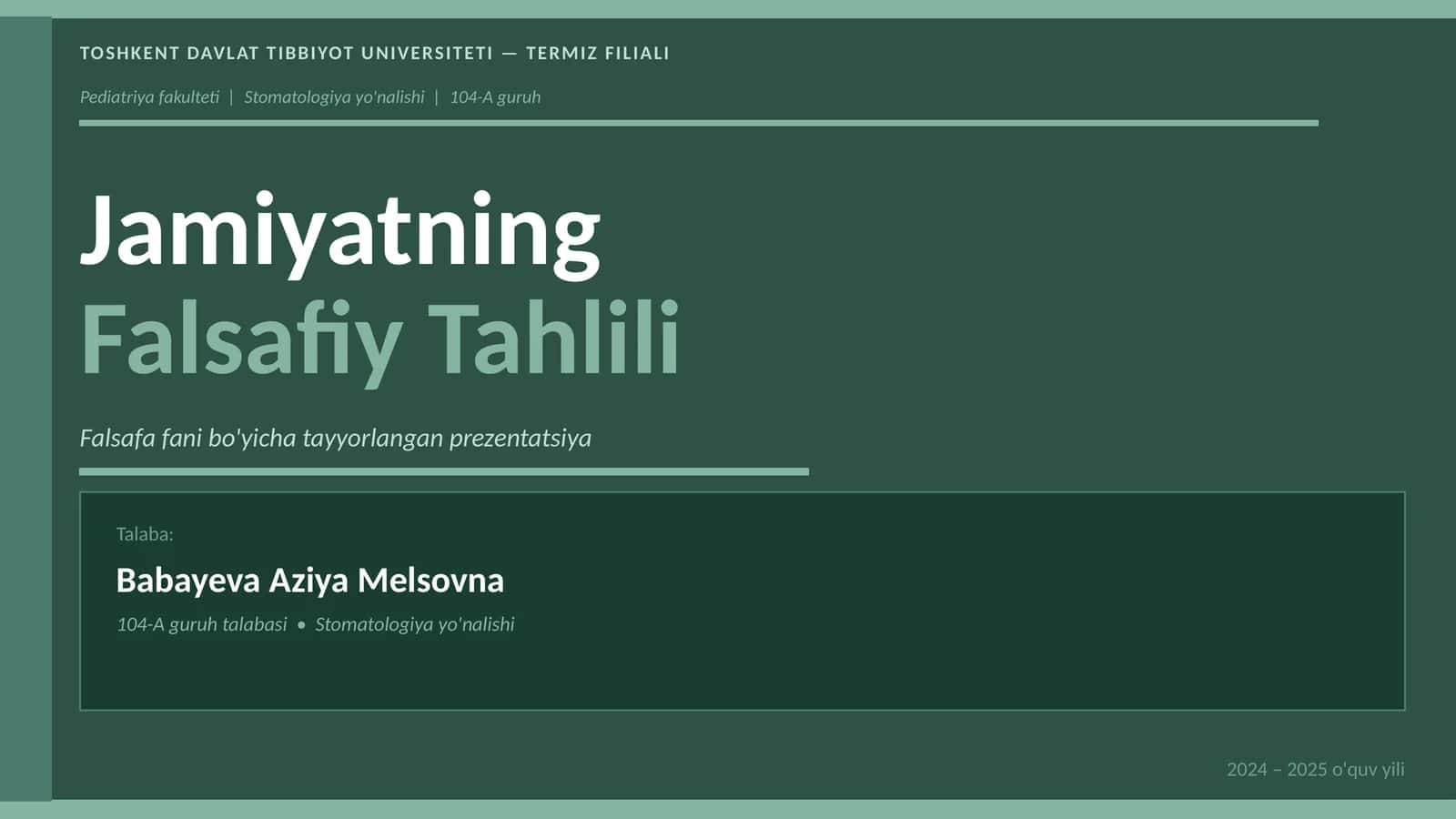 Jamiyatning Falsafiy Tahlili 1