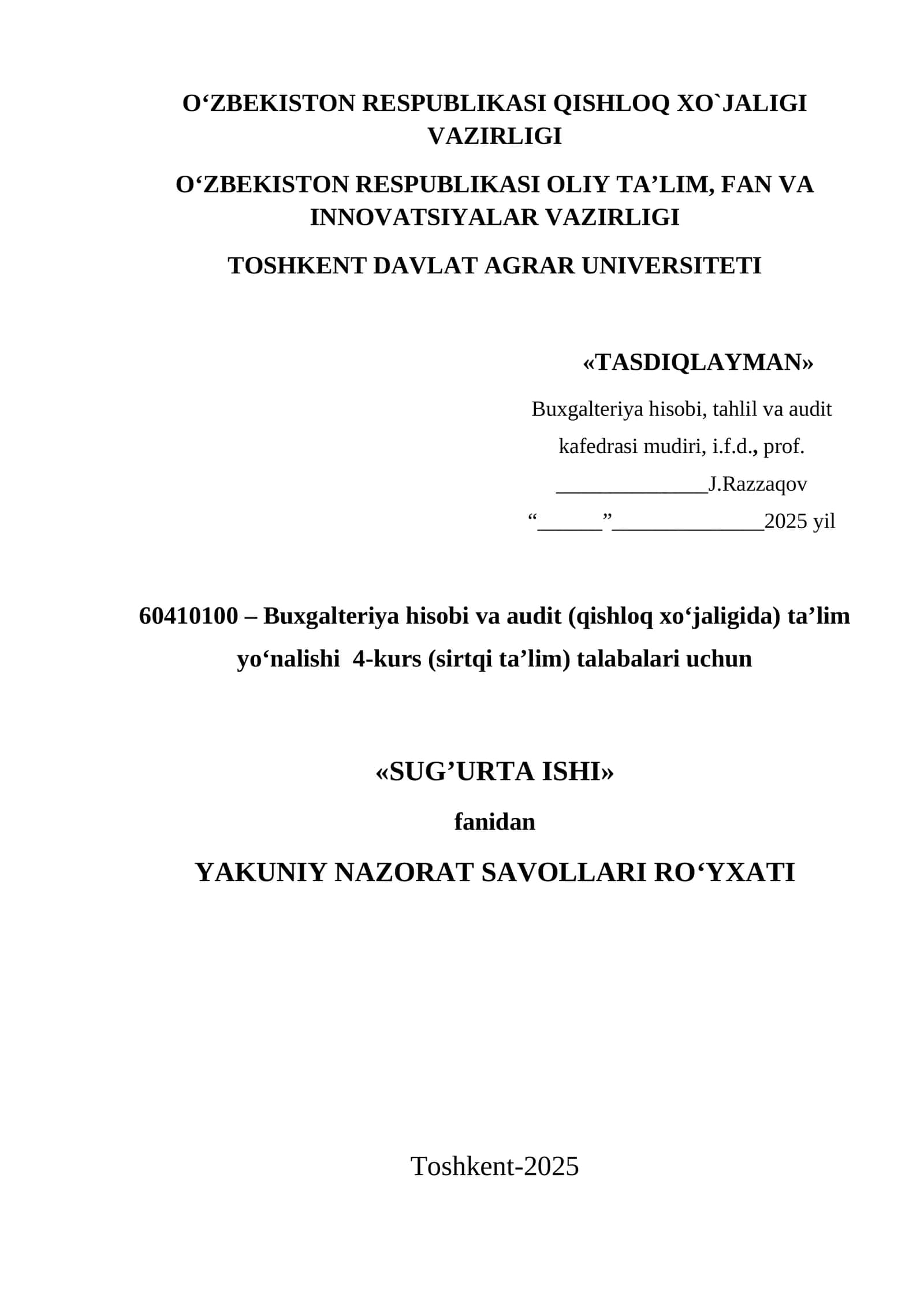 SUG‘URTA ISHI 1