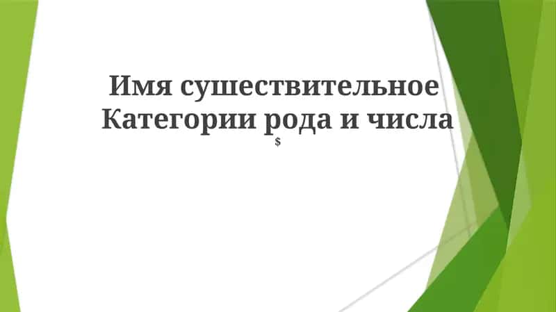 Категории рода и числа 1