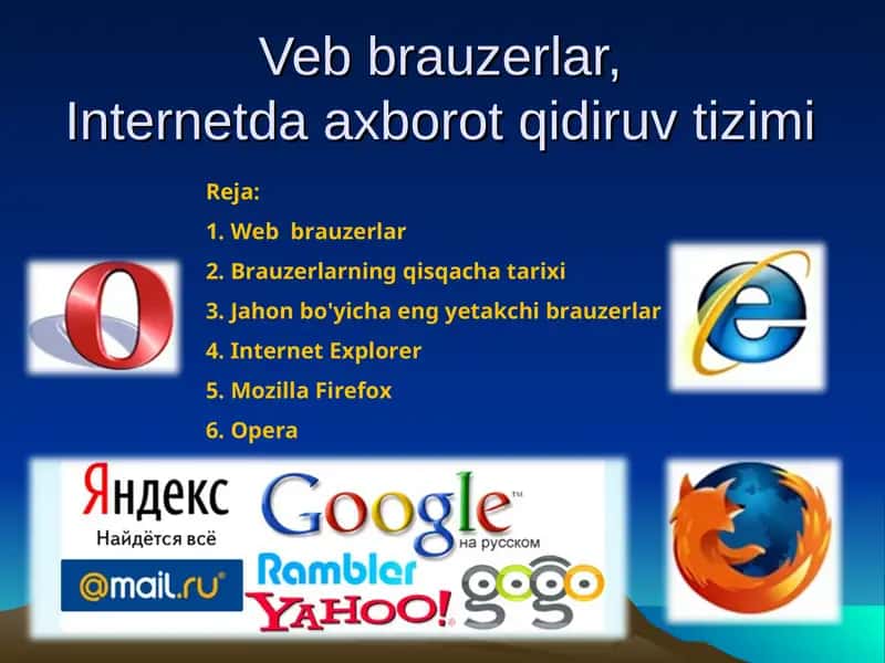 Veb brauzerlar,Internetda axborot qidiruv tizimi 1