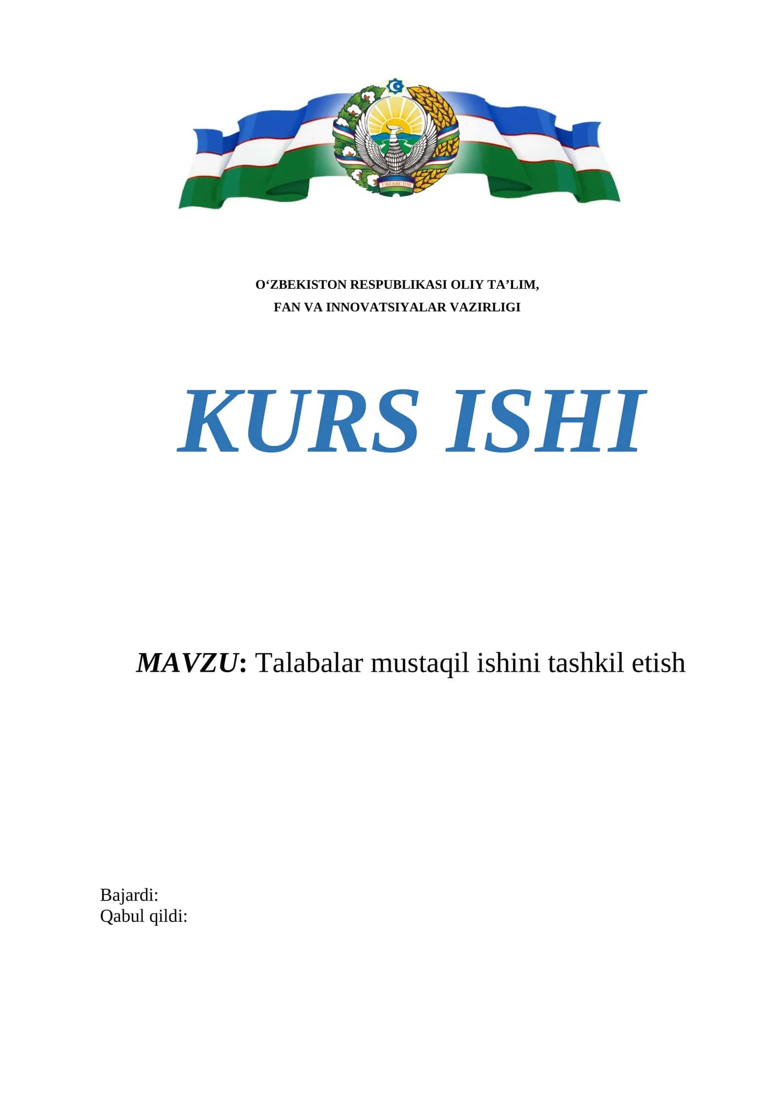 Talabalar mustaqil ishini tashkil etish 1