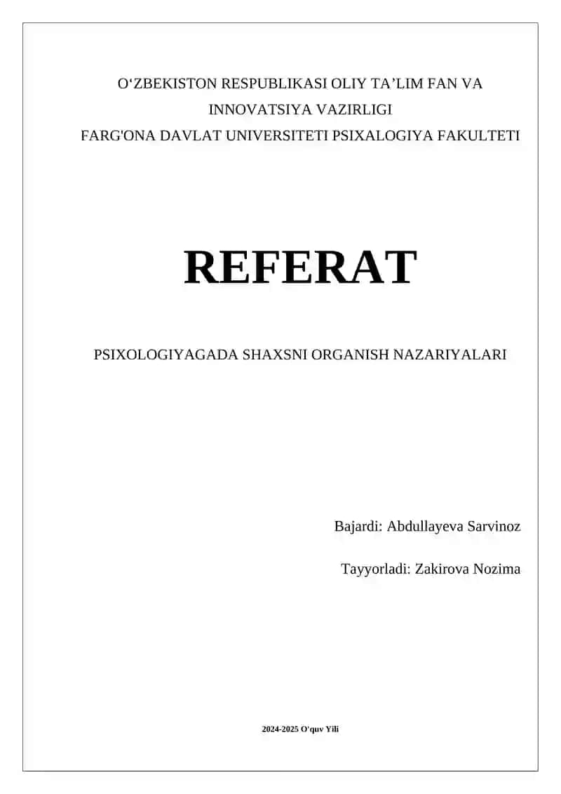 Shaxsni organish nazariyalari