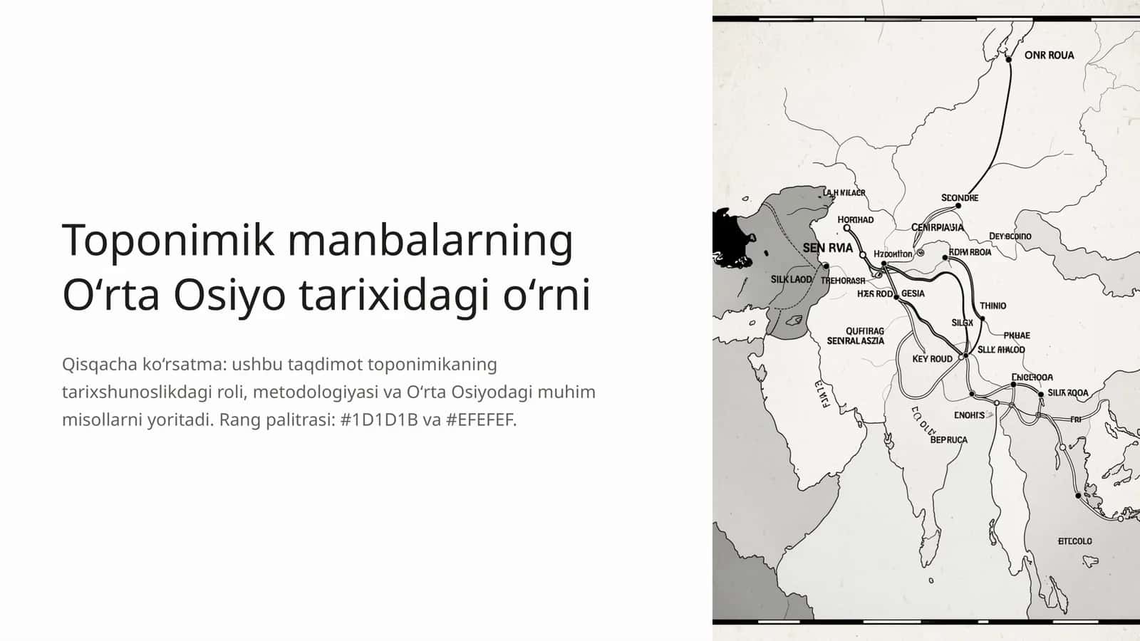 Toponimik manbalarning Oʻrta Osiyo tarixidagi oʻrni 1