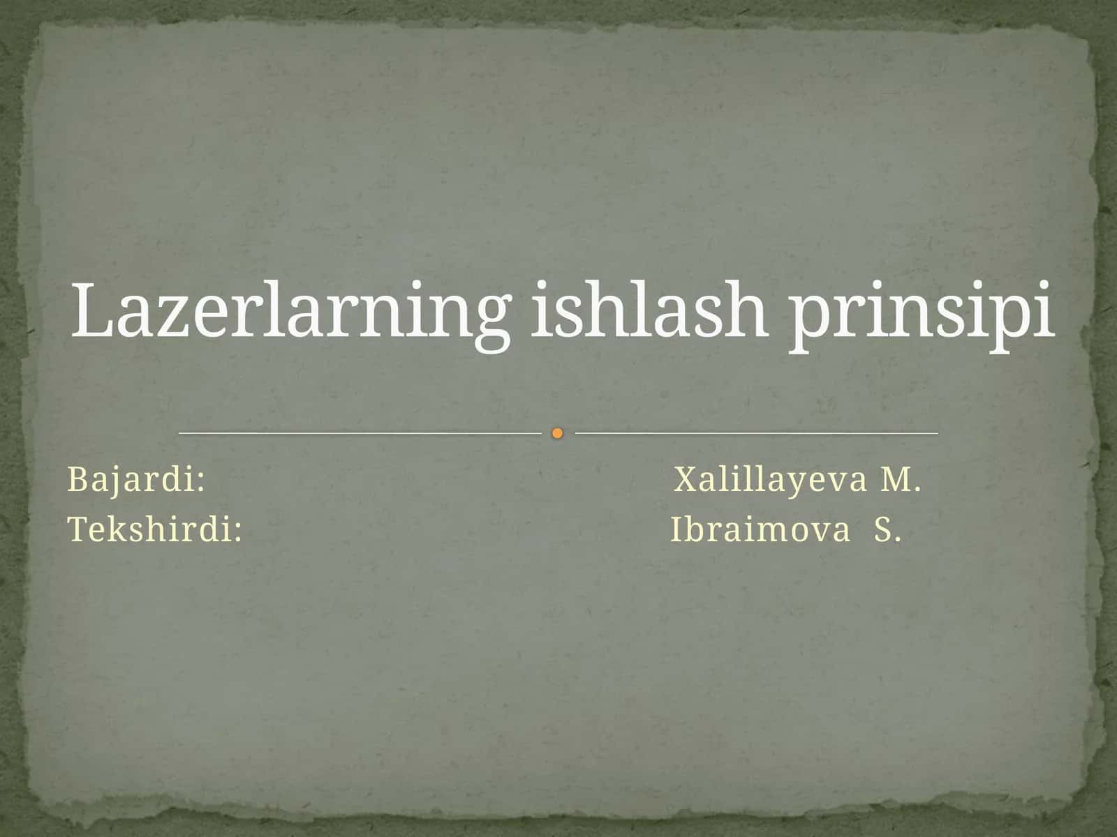 Lazerlarning ishlanish prinsipi 1