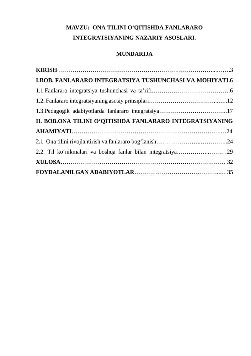 Ona tilini o‘qitishda fanlararo integratsiyaning nazariy asoslari 1