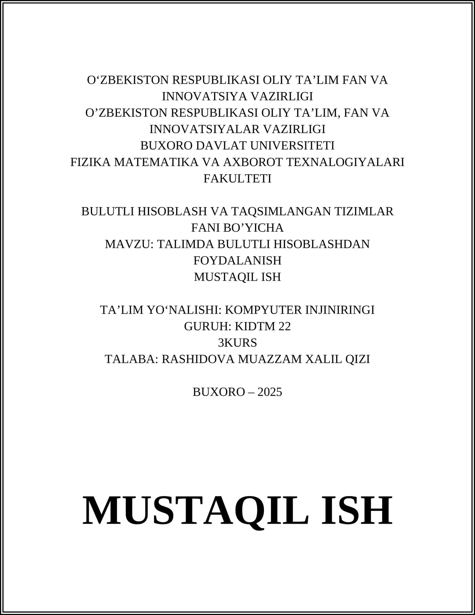 TALIMDA BULUTLI HISOBLASHDAN FOYDALANISH 1