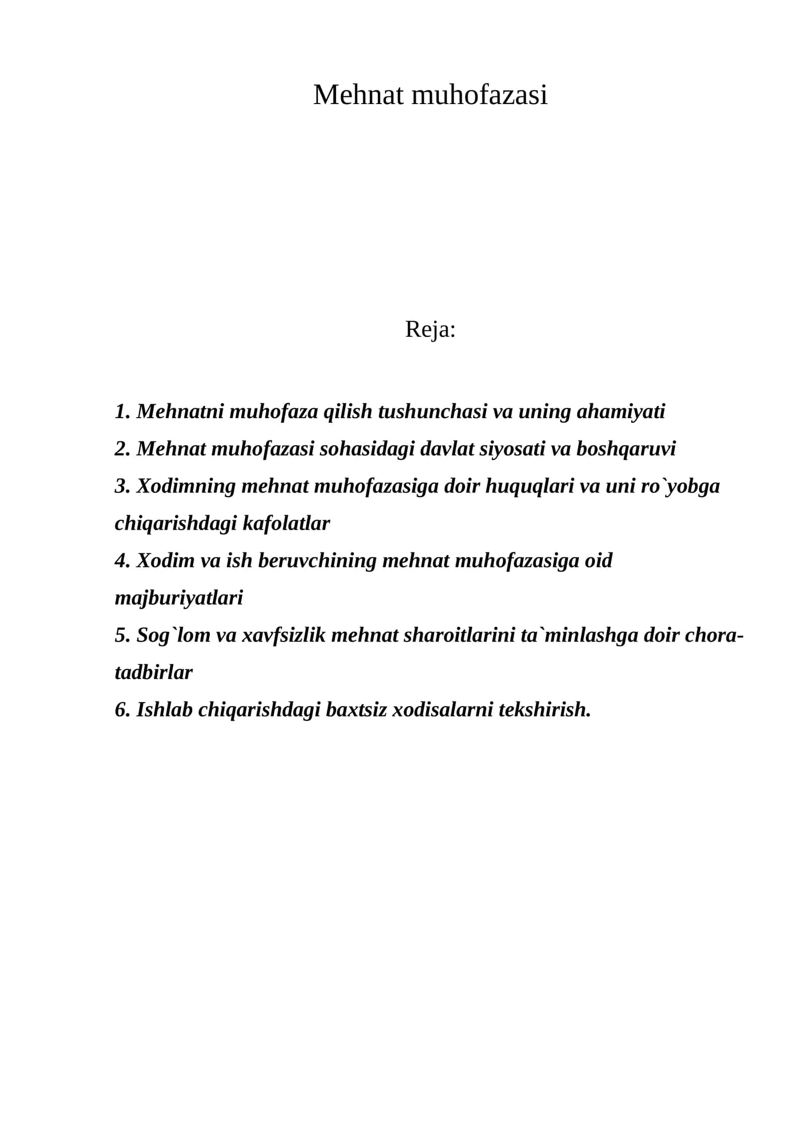 Mehnat muhofazasi 1