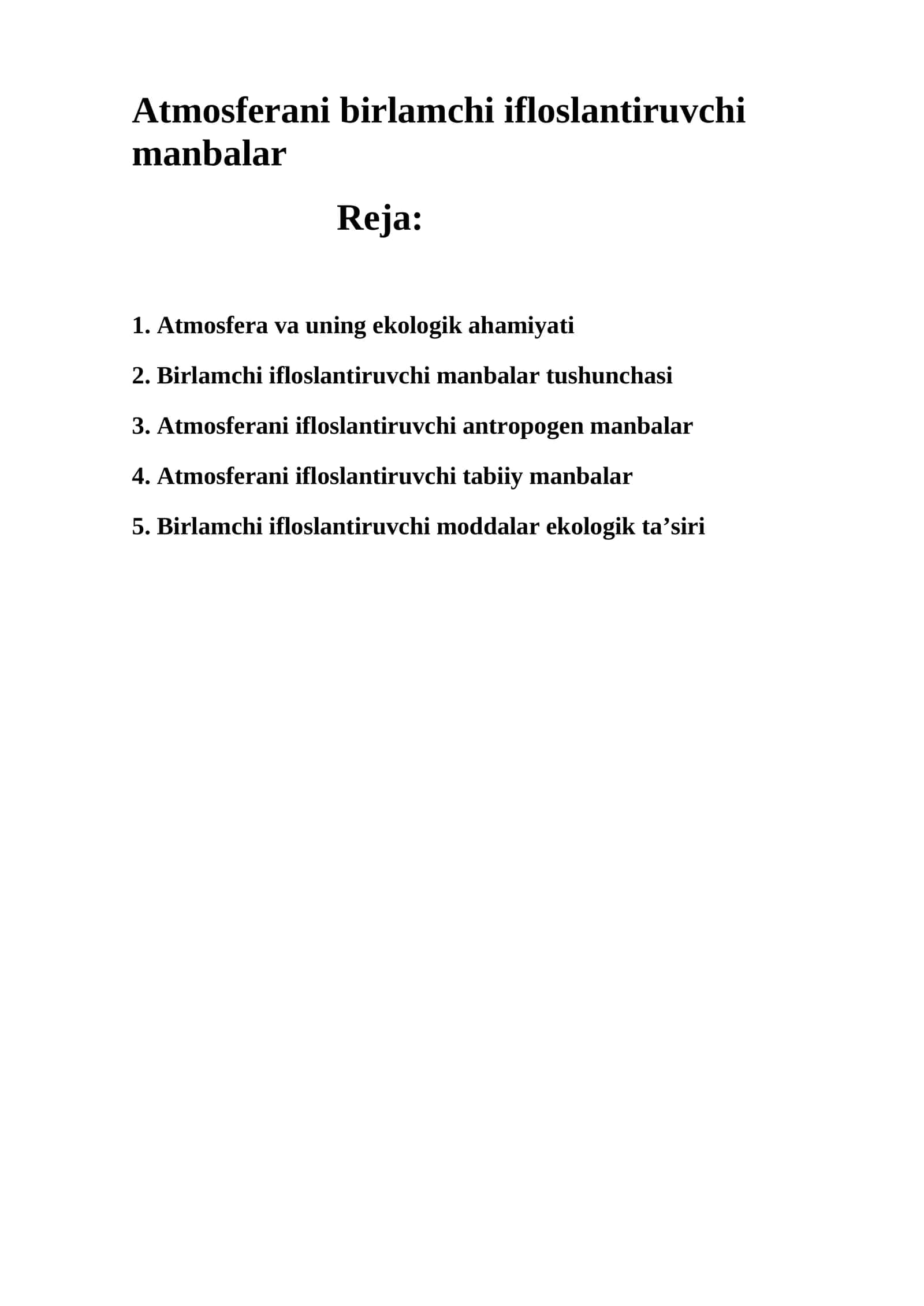 Atmosferani birlamchi ifloslantiruvchi manbalar 1