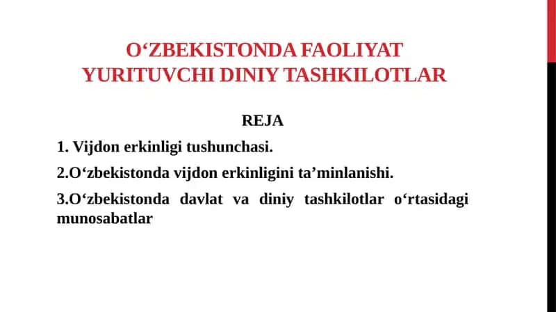 O‘zbekistonda faoliyat yurituvchi diniy tashkilotlar 1