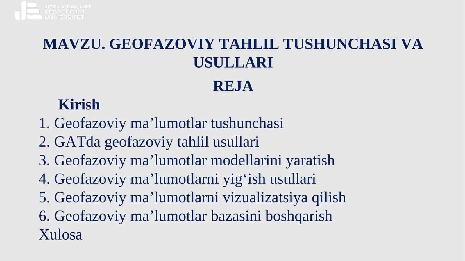 GEOFAZOVIY TAHLIL TUSHUNCHASI VA USULLARI 1