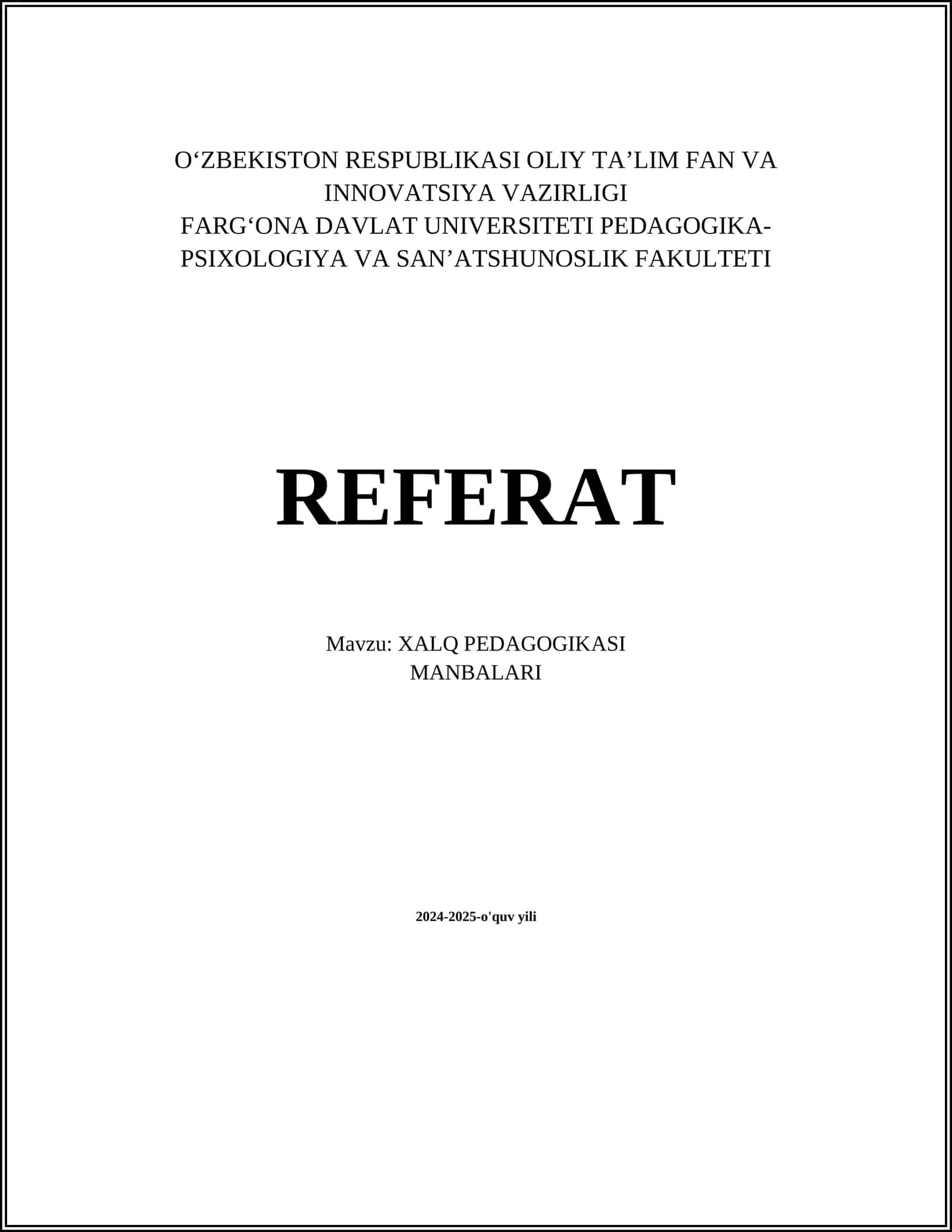 XALQ PEDAGOGIKASI MANBALARI 1