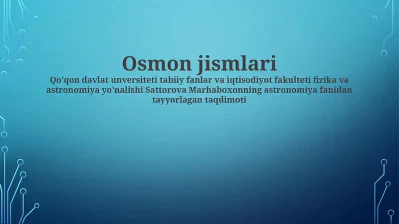 Osmon jismlari 1