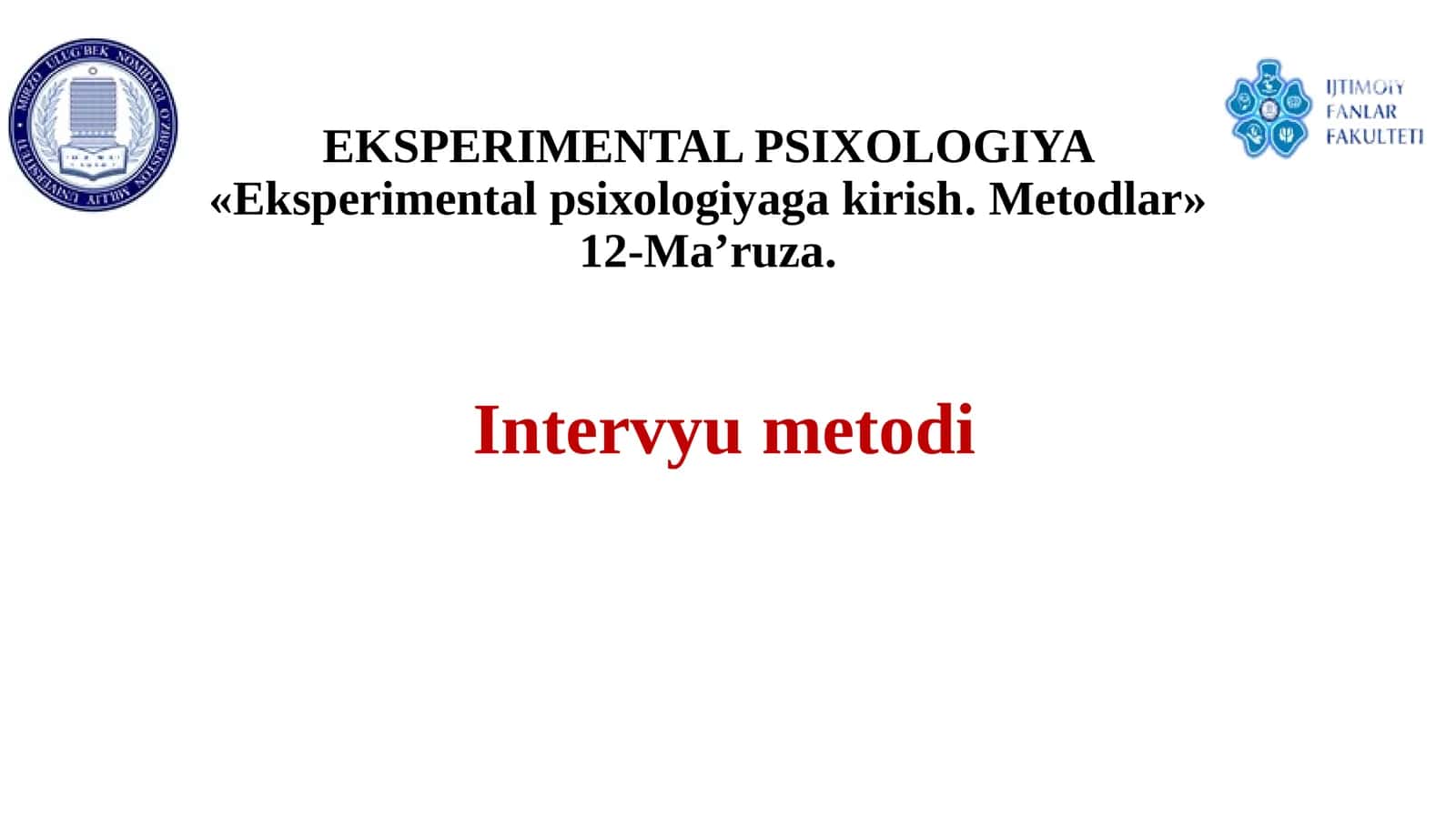 Eksperimental psixologiyaga kirish. Metodlar 1