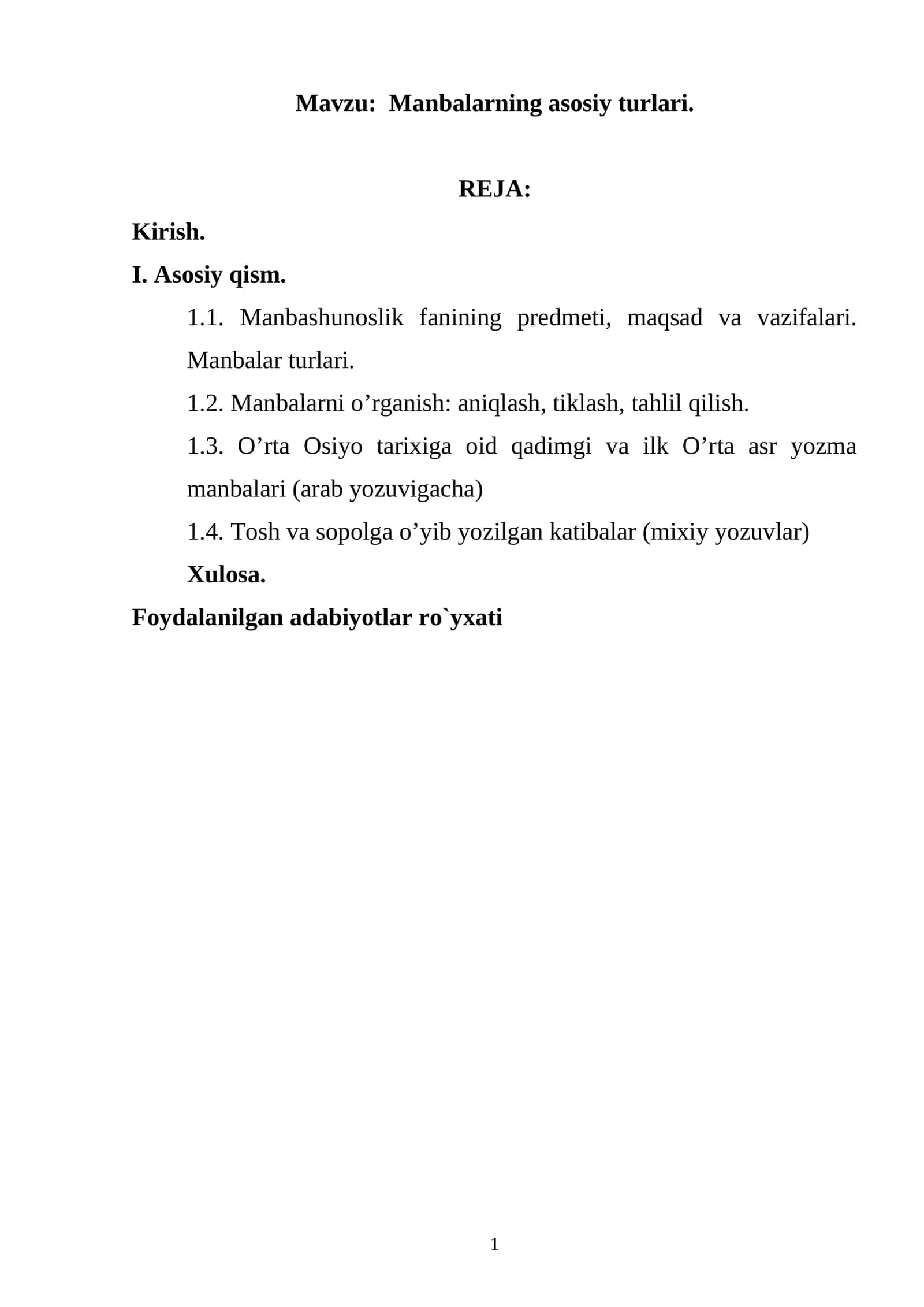 Manbalarning asosiy turlari 1