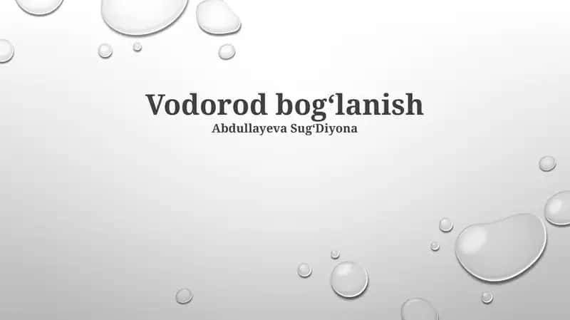 Vodorod bogʻlanish 1