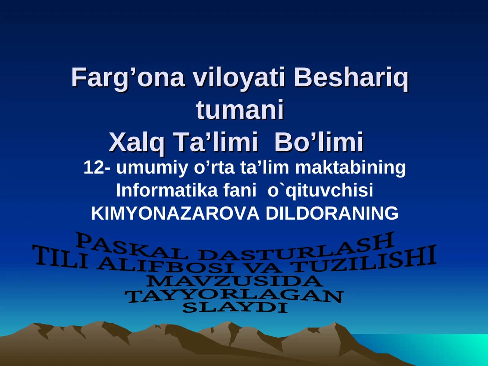Paskal Dasturlash Tili Alifbosi va Tuzilishi Slaydi 1