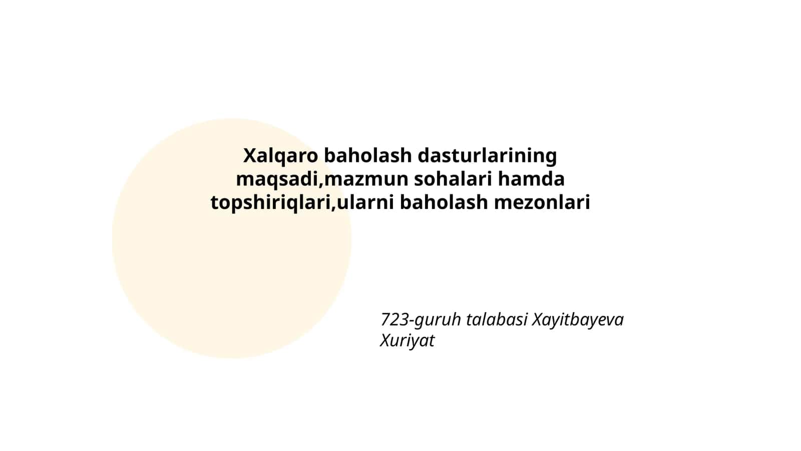 Xalqaro baholash dasturlari 1