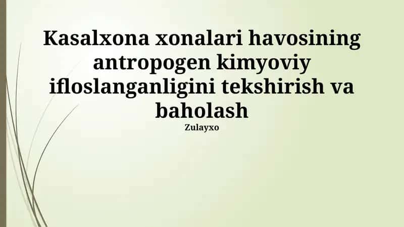 Antropogen kimyoviy ifloslanishning baholash usullari 1