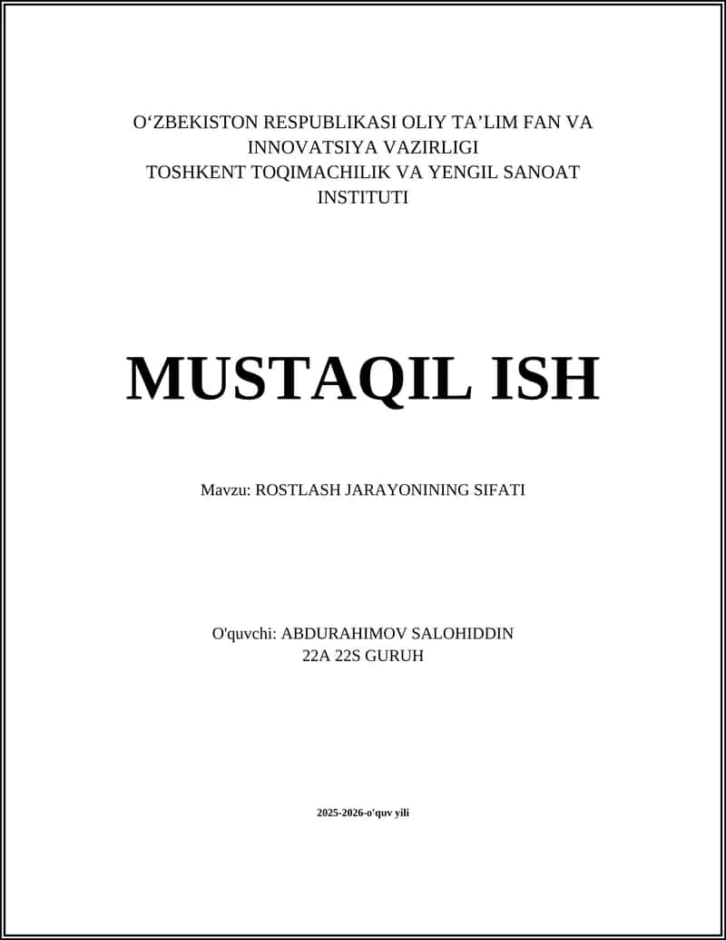 ROSTLASH JARAYONINING SIFATI 1