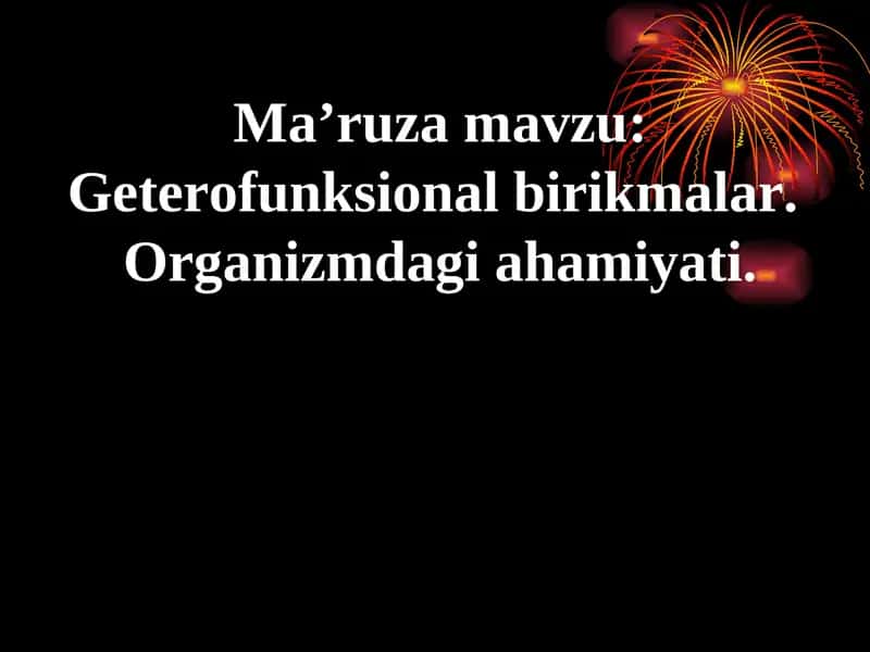 Geterofunksional birikmalar 1