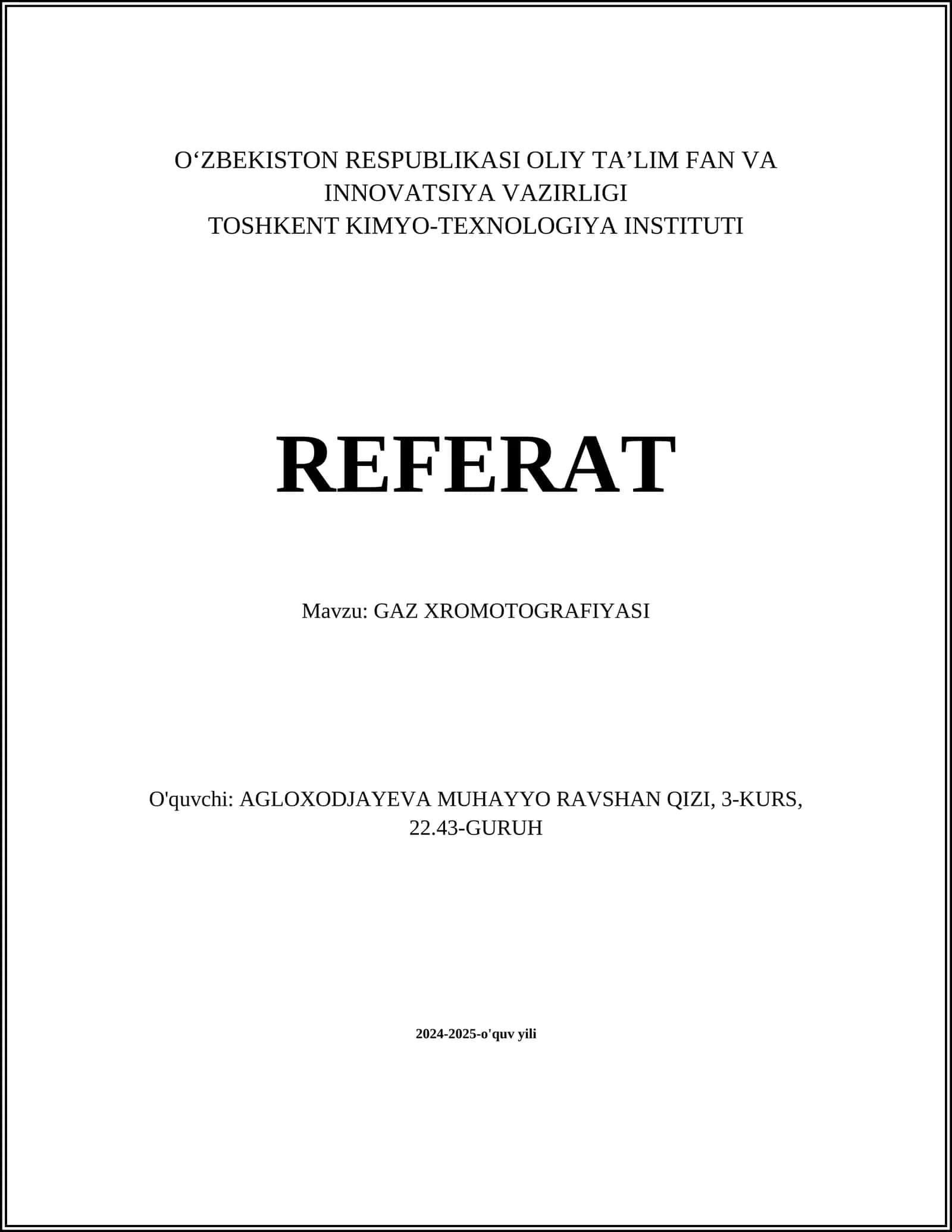 GAZ XROMOTOGRAFIYASI 1