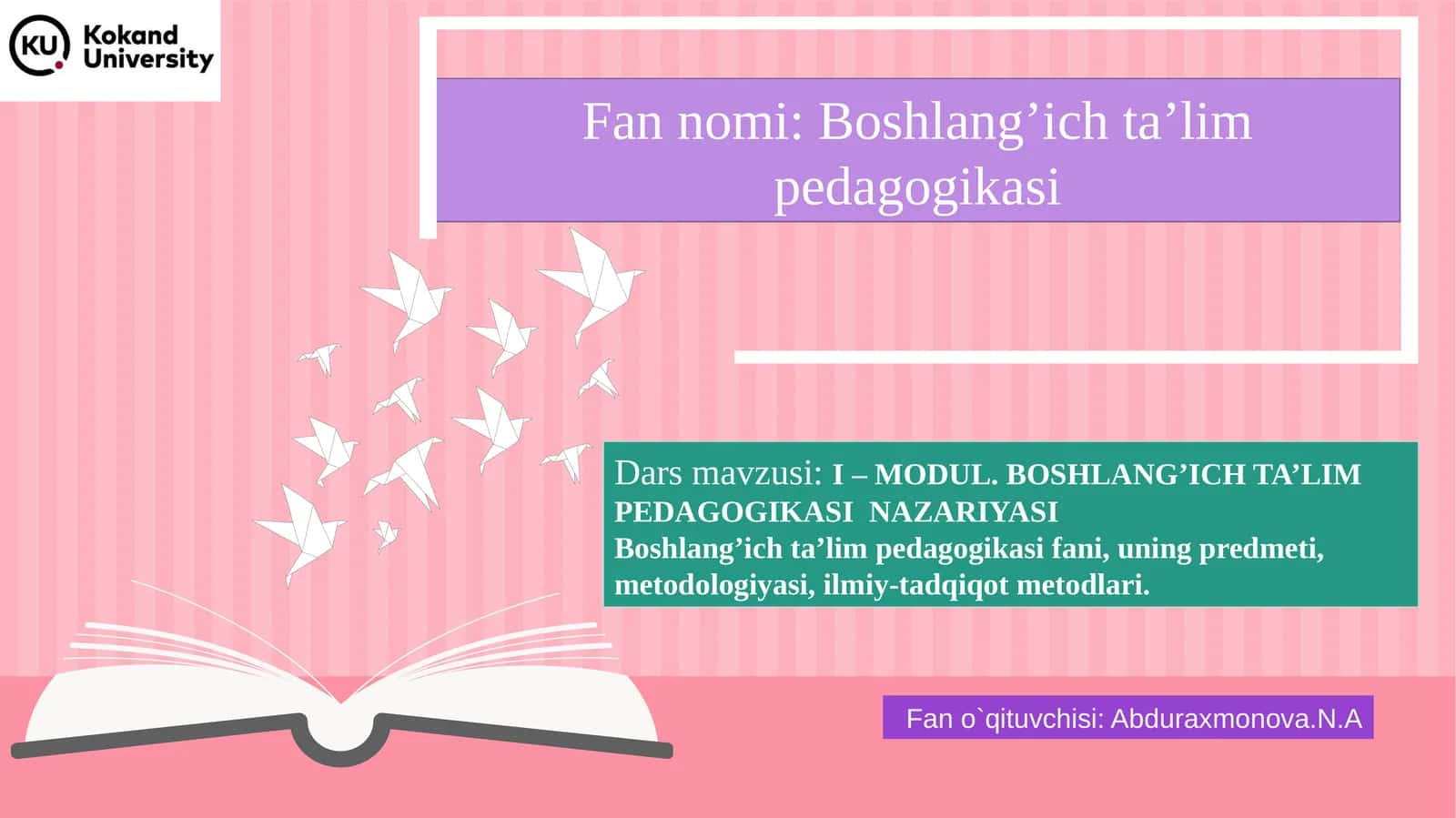 Boshlang’ich ta’lim pedagogikasi 1