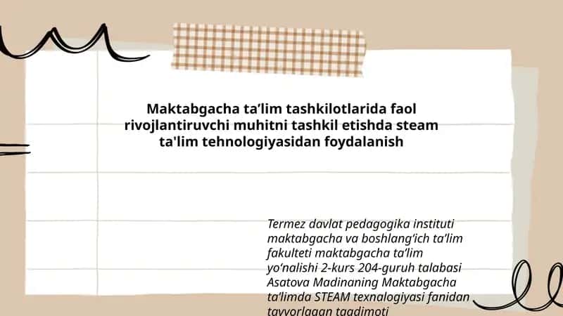 STEAM texnalogiyasi taqdimoti 1