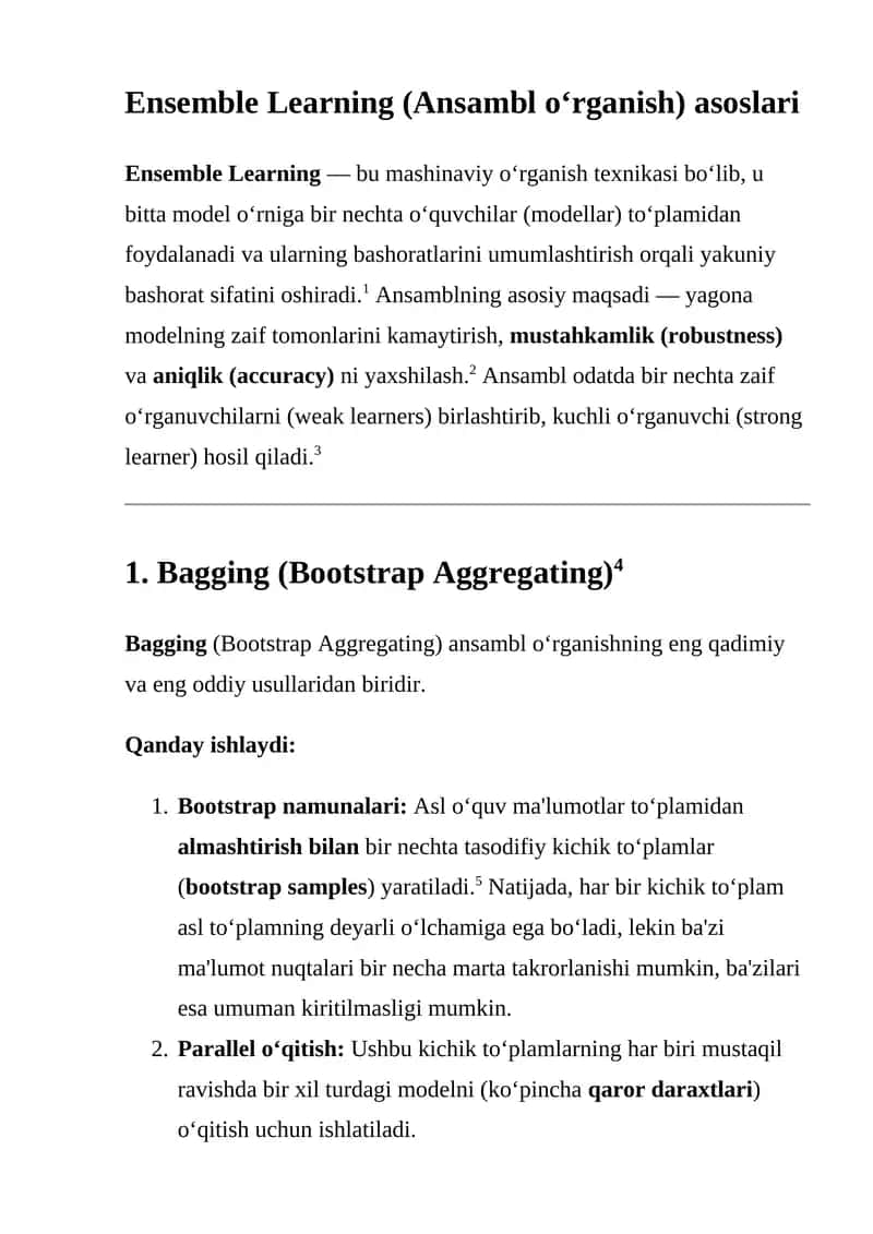 Ansambl oʻrganish 1