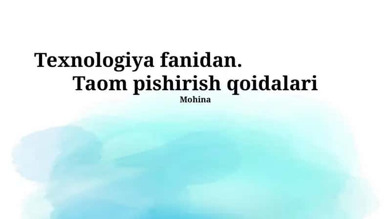 Taom pishirish qoidalari 1