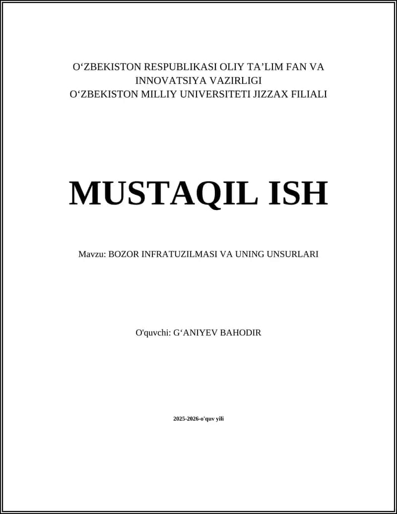 Bozor infratuzilmasi va uning unsurlari 1