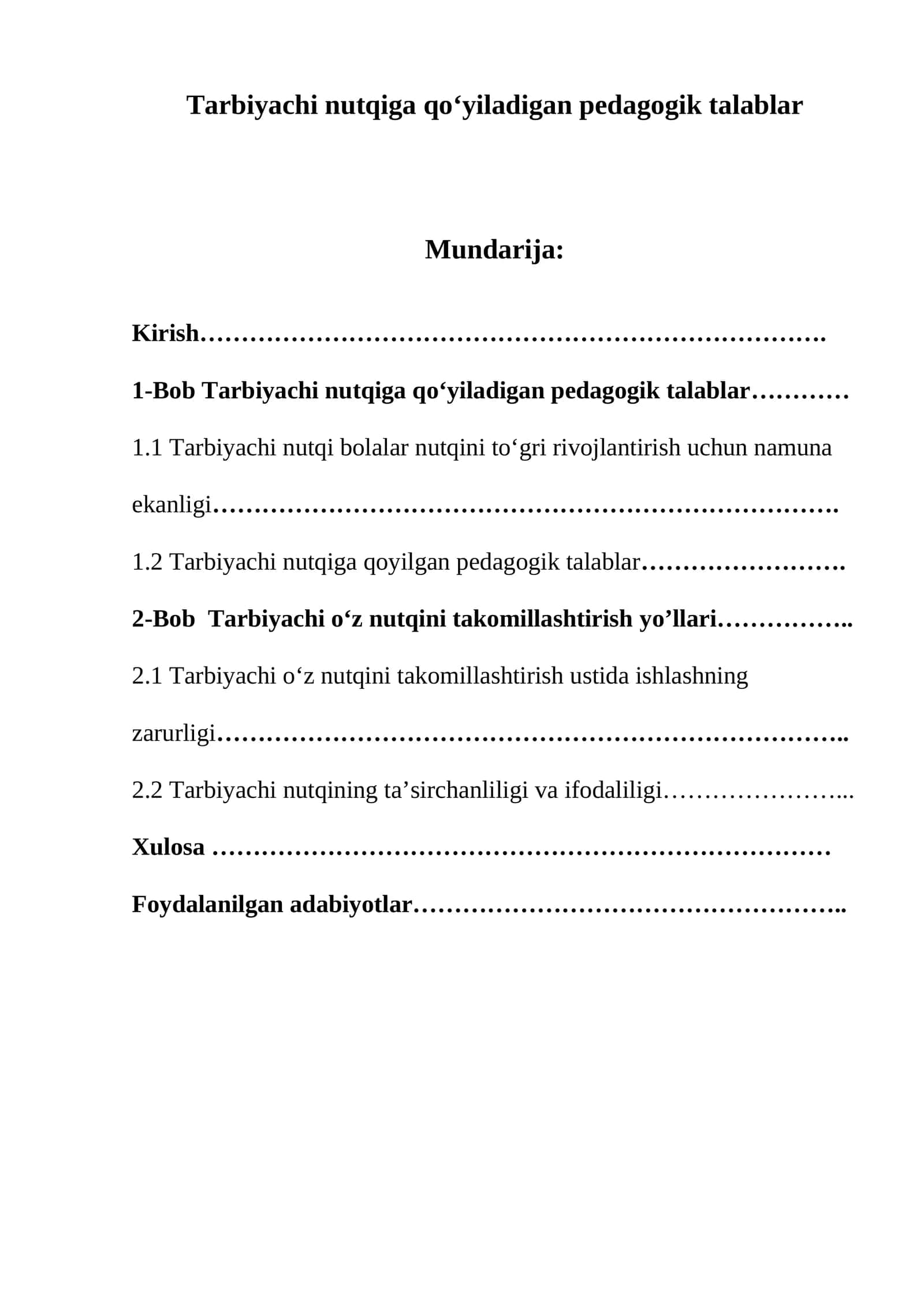 Tarbiyachi nutqiga qo‘yiladigan pedagogik talablar 1