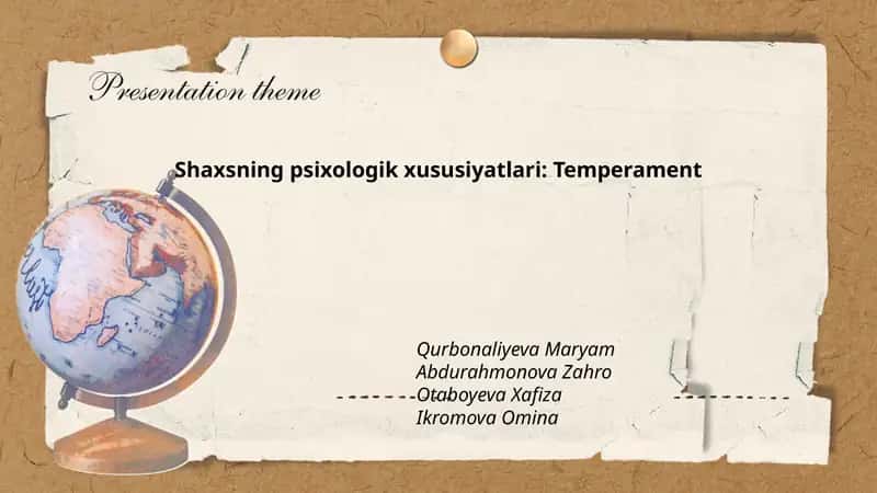 Shaxsning psixologik xususiyatlari: Temperament 1