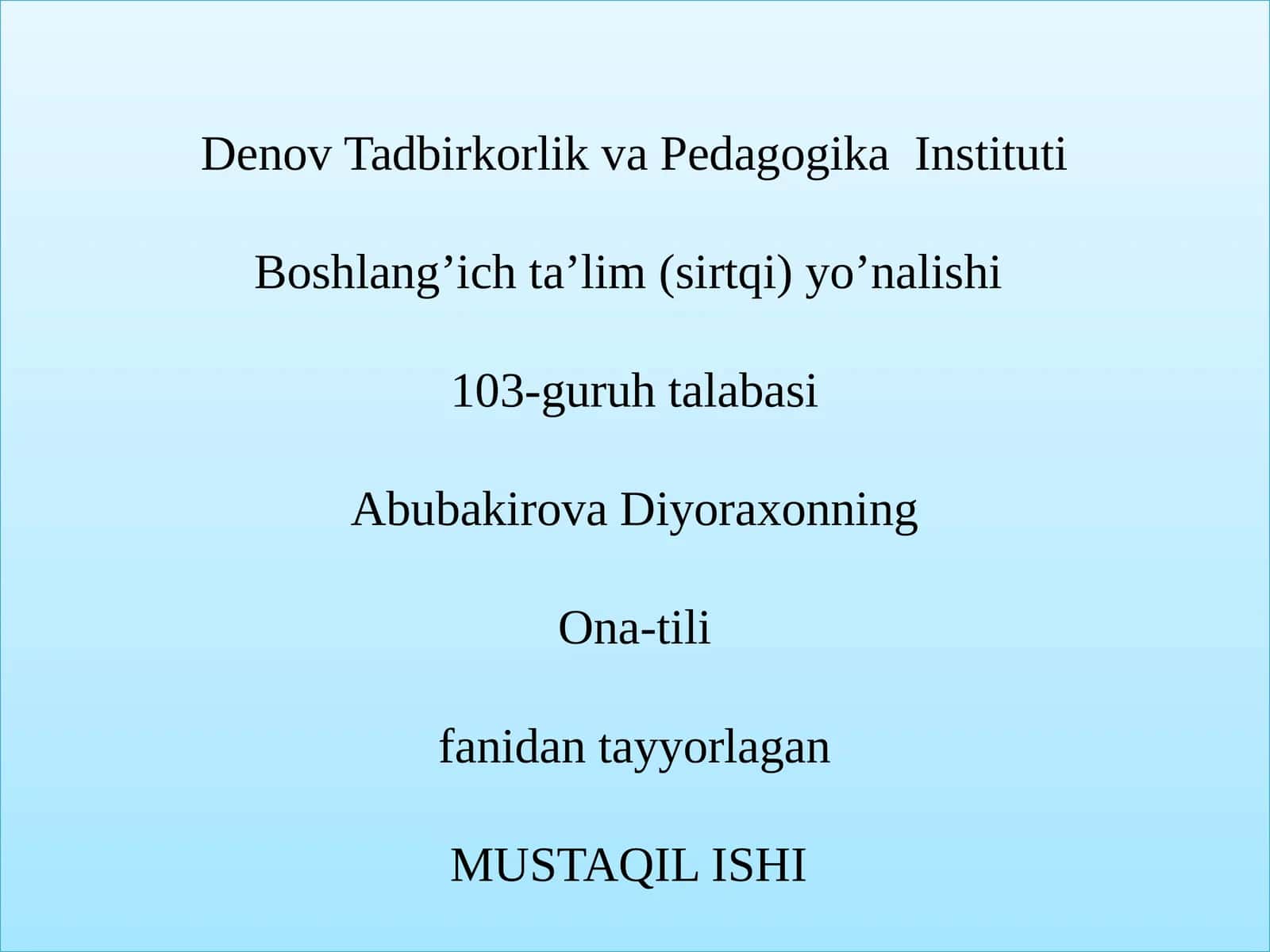 Ona-tili fanidan mustaqil ishi 1