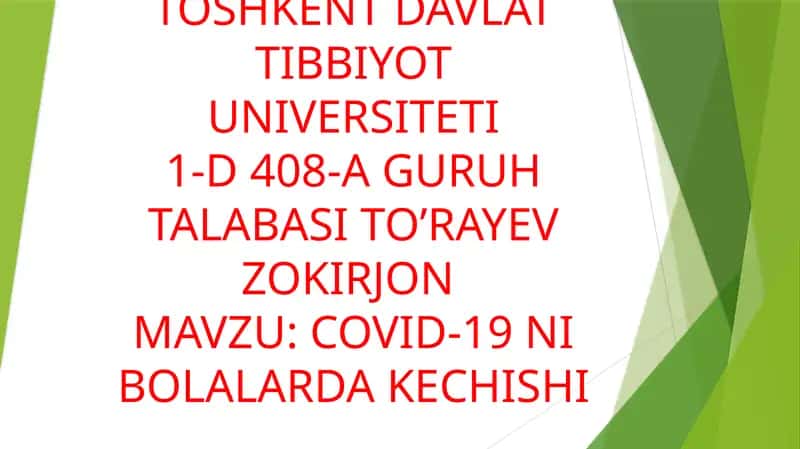 COVID-19 NI BOLALARDA KECHISHI 1