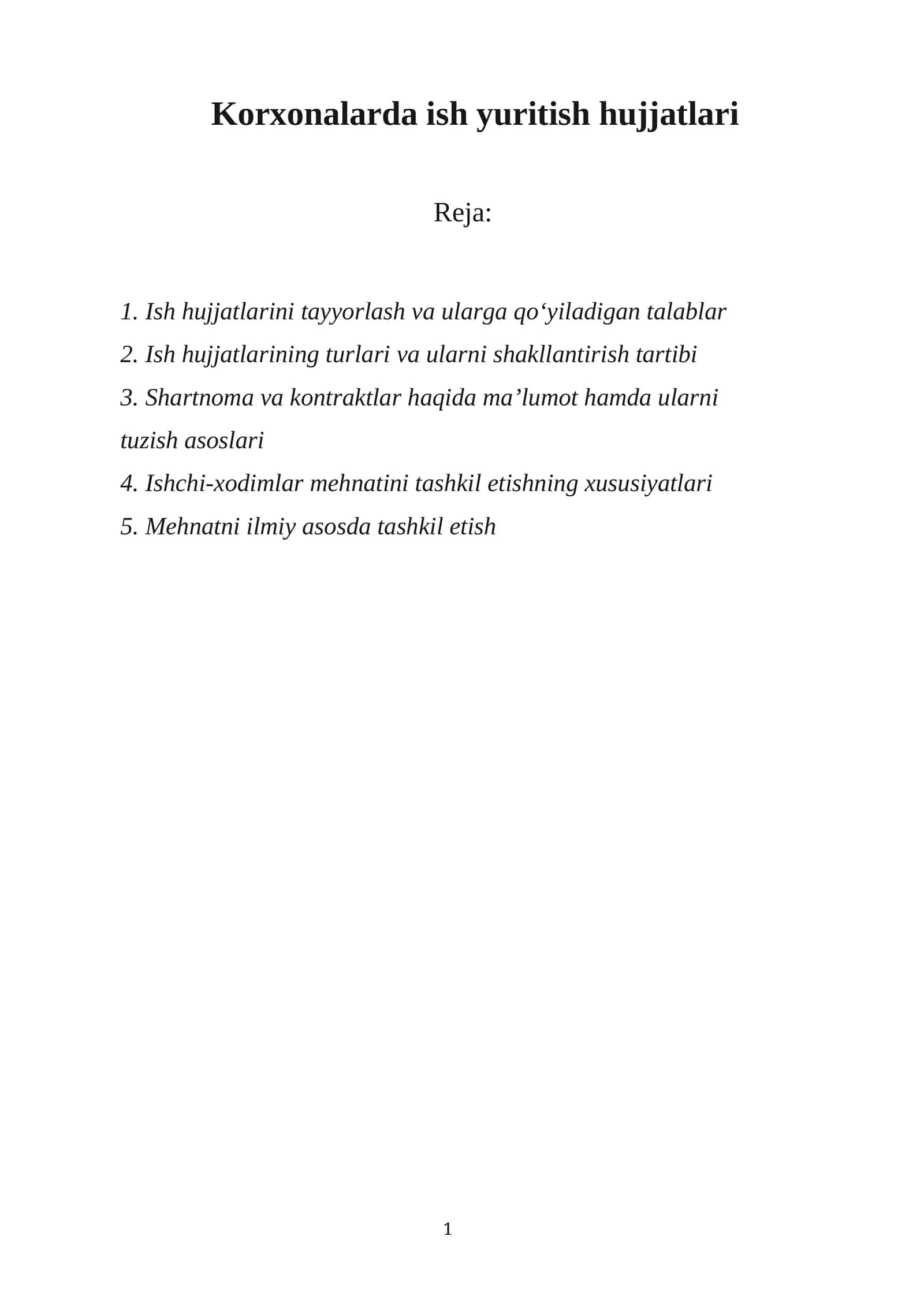 Korxonalarda ish yuritish hujjatlari 1