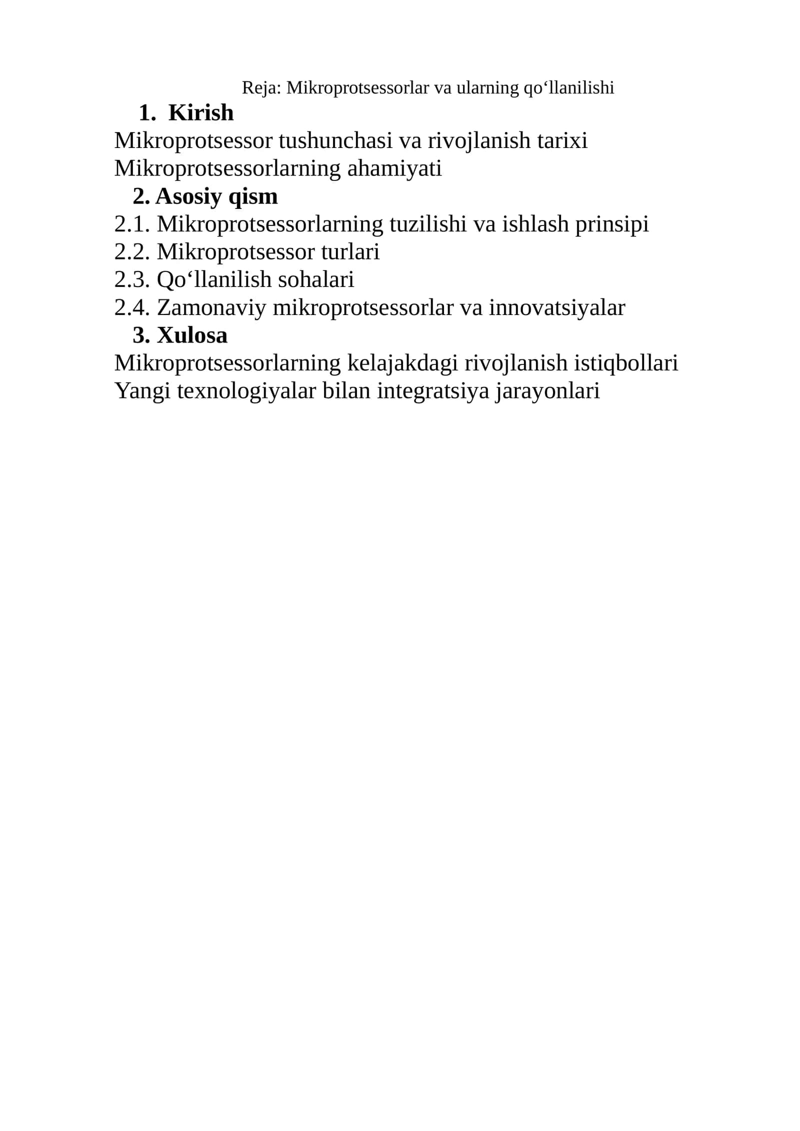 Mikroprotsessorlar va ularning qo‘llanilishi 1