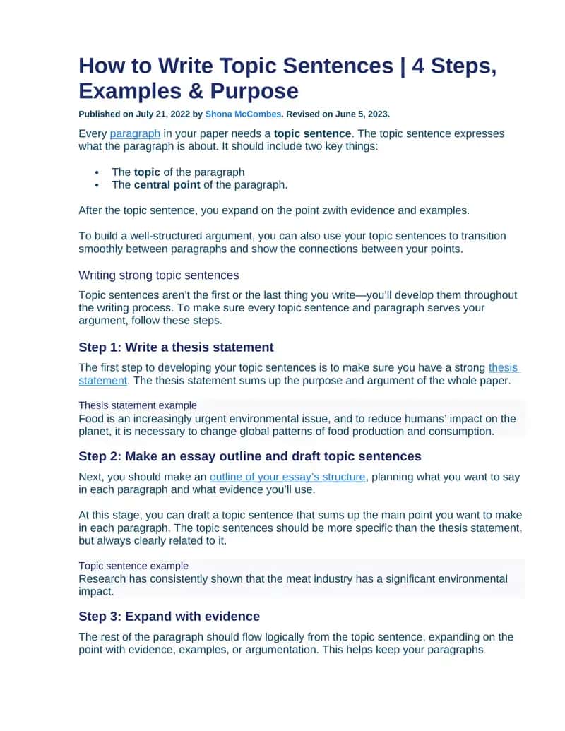 How to Write Topic Sentences 1