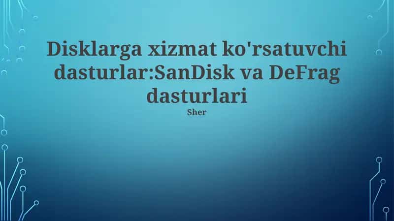 SanDisk va DeFrag dasturlari 1