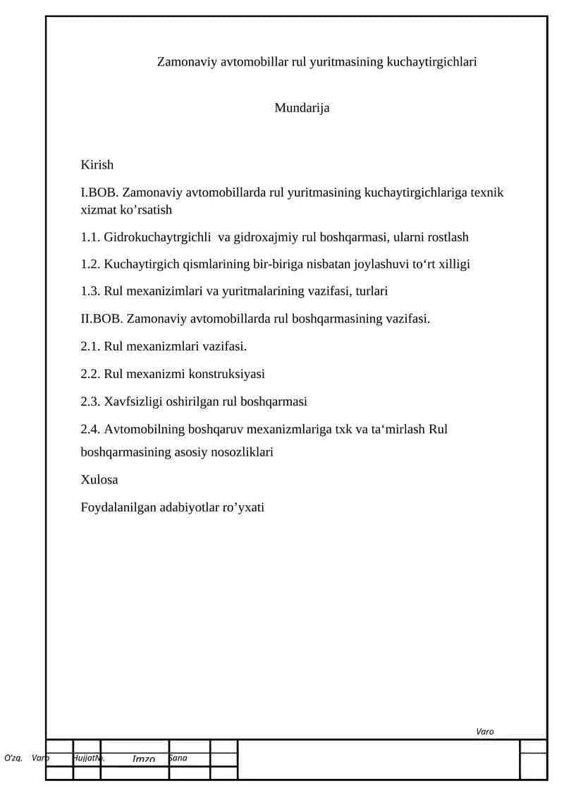 Zamonaviy avtomobillar rul mexanizmi 1