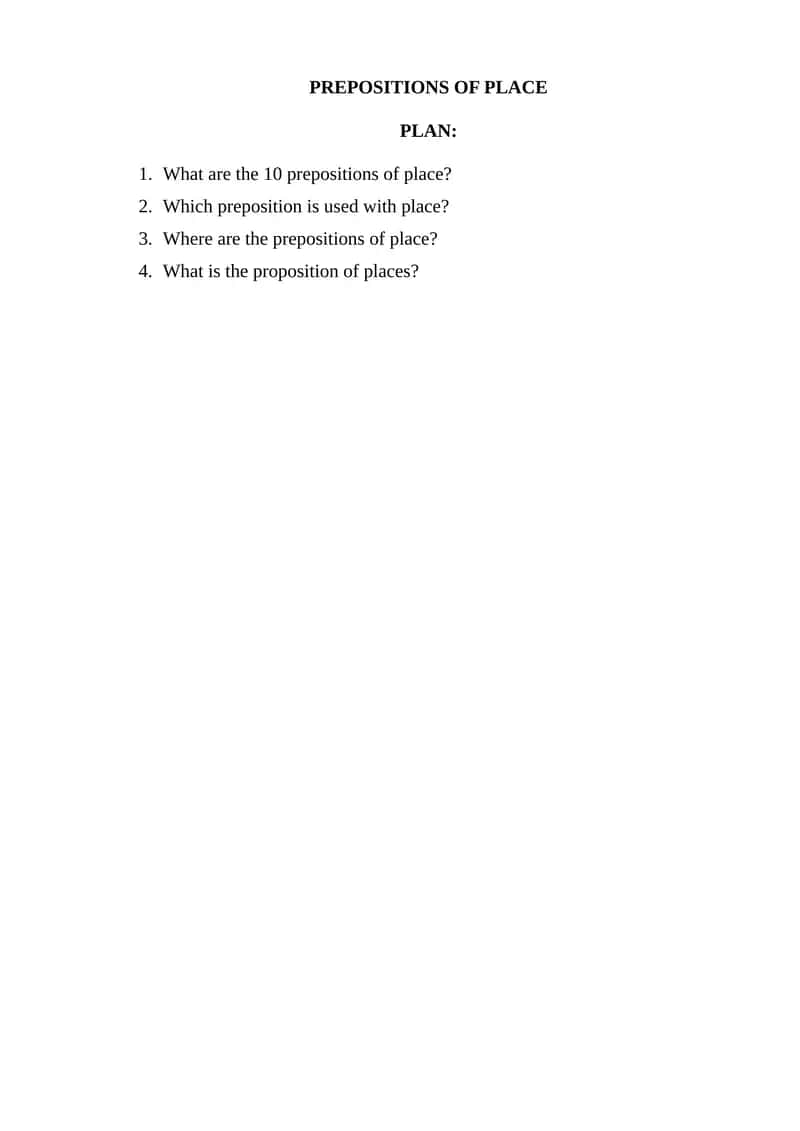 PREPOSITIONS OF PLACE 1