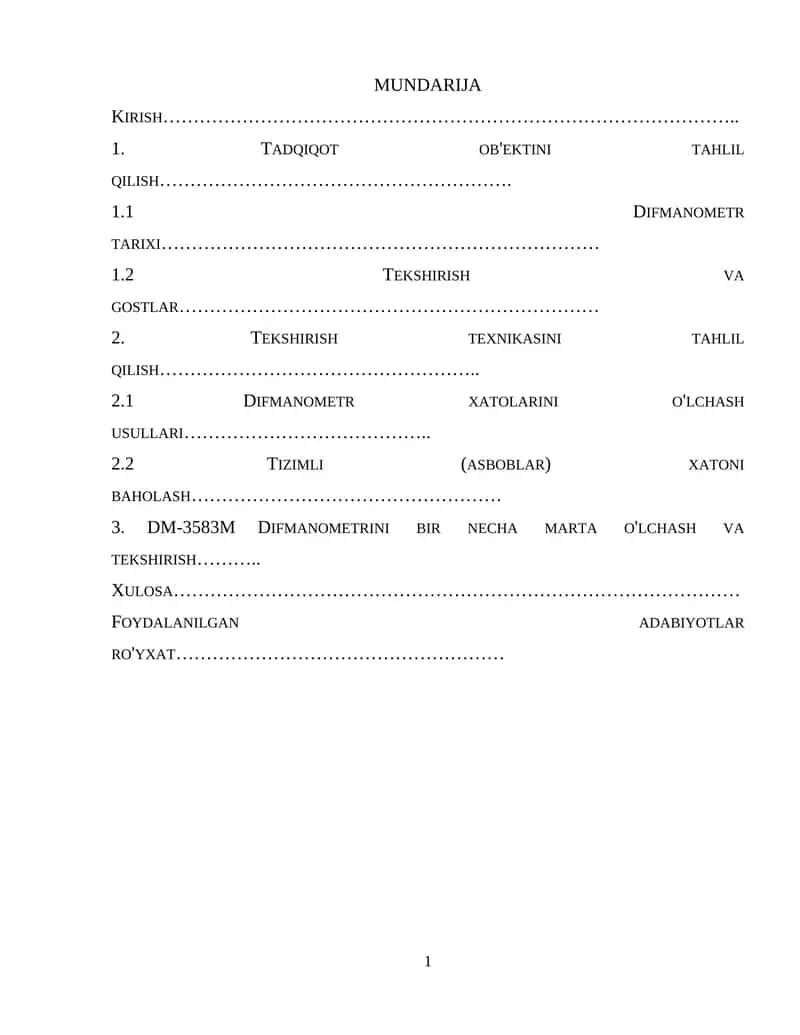 Difmanometrlarning o'lchash sxemalari tahlili 1